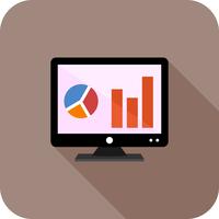 Analytics on screen Icône plate longue ombre vecteur