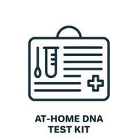 icône de ligne de kits de test d'adn à domicile. équipement pour la recherche d'adn à la maison icône de contour. échantillon avec écouvillon et tube pour pictogramme linéaire d'analyse génétique. illustration vectorielle isolée. vecteur