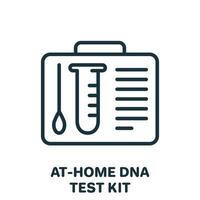 icône de ligne de kits de test d'adn à domicile. échantillon avec écouvillon et tube pour pictogramme linéaire d'analyse génétique. équipement pour la recherche d'adn à la maison icône de contour. illustration vectorielle isolée. vecteur