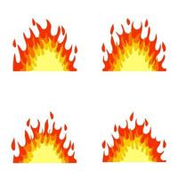 jeu de flamme rouge. élément feu. une partie du feu de joie avec la chaleur. illustration plate de dessin animé. métier de pompier. Situation dangeureuse. vecteur