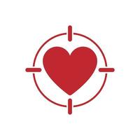 icône de coeur dans le réticule cible, illustration vectorielle. vecteur
