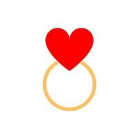 icône plate de bague coeur saint valentin vecteur