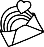 lettre avec coeur et arc-en-ciel. illustration vectorielle. lettre d'amour, saint valentin vecteur