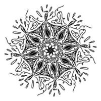 mandala vectoriel moderne abstrait avec boucles, gouttes, feuilles, fleur, triangulaire en style doodle isolé sur fond blanc. illustration pour le design saisonnier, textile, carte de voeux de décoration.