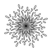 mandala vectoriel floral avec des fleurs et des gouttes d'eau dans un style doodle isolé sur fond blanc. coloration drôle et mignonne pour la conception saisonnière, le textile, la décoration de la salle de jeux pour enfants ou la carte de voeux