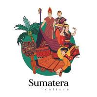 définir l'illustration de sumatera bataknese. fond de cultures indonésiennes dessinés à la main vecteur