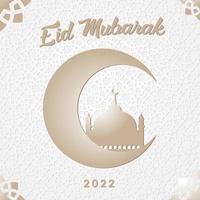 eid mubarak lune et mosquée beau fond vecteur gratuit
