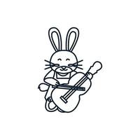 lapin animal illustration avec ligne de violon vecteur