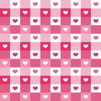 vecteur - modèle sans couture abstrait de coeur rose à carreaux et blanc. belle image. peut être utilisé pour l'impression, le papier, l'emballage, le tissu, la nappe. saint valentin, mariage.