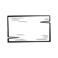 signe rectangulaire en bois vide style doodle vecteur