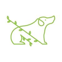 dessin au trait chien avec feuille logo design vecteur symbole graphique icône signe illustration idée créative