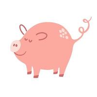 porc. personnage d'animal de ferme. illustration de dessin animé de vecteur isolé sur fond blanc.