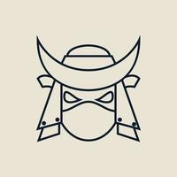 ninja tête ligne forte logo icône vecteur conception illustration