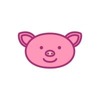 cochon ou porcelets tête visage sourire mignon dessin animé logo vecteur illustration design