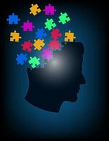 concept de silhouette de vecteur de cerveau de puzzle