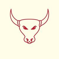 illustration de conception d'icône vectorielle de logo moderne de ligne de tête de buffle ou de vache vecteur