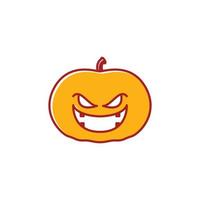 Citrouille de fruits avec visage sourire mignon halloween logo symbole icône vecteur conception graphique