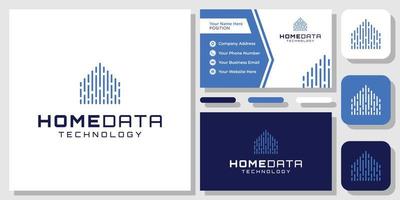 technologie de données à domicile réseau de maison numérique construction future conception de logo avec modèle de carte de visite vecteur