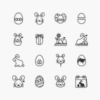 paquet de collection d'icônes de ligne plate de pâques. vecteur de conception simple
