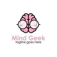 modèle de conception de logo mind geek avec des lunettes, simple et unique. parfait pour les entreprises, les mobiles, les applications, les icônes, etc. vecteur