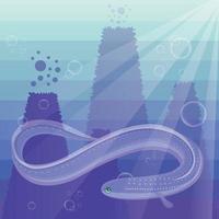 anguille électrique sous la mer avec illustration vectorielle de bulles vecteur