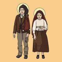 saints francisco marto et jacinta marto de fatima illustration vectorielle colorée