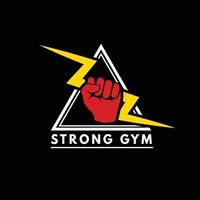 vecteur de logo de gym fort sur fond noir