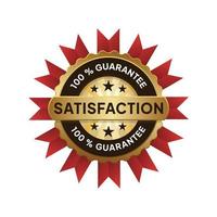 label badge de certification de garantie de satisfaction client, symbole d'un emballage de produit de qualité brillante. vecteur