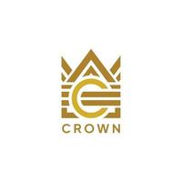 logo de couronne vintage modèle vectoriel de conception de logo abstrait de roi royal reine. icône de concept de logo de symbole géométrique, logo de la lettre c.