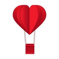 ballon à air chaud dans le ciel. forme de coeur rouge. illustration vectorielle. eps 10 vecteur