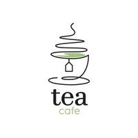 création de logo d'illustration de tasse de thé vert avec un style élégant de ligne fine vecteur