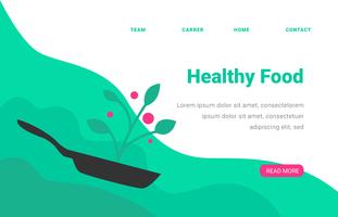 Landing Page des aliments sains avec poêle vecteur