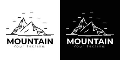 logo d'illustration de montagne simple, icône de montagne simple avec lignes, symbole de montagne noir et blanc vecteur