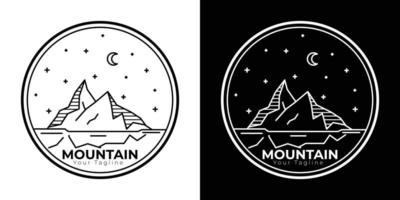 logo d'illustration de montagne simple, icône de montagne simple avec lignes, symbole de montagne noir et blanc vecteur