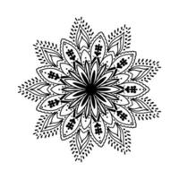 fleur ronde mandala.image noir et blanc.illustration vectorielle. vecteur