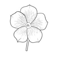 fleur dans le style de doodle.dessin de contour d'une fleur à la main.pétales veinés.image noir et blanc.design monochrome.illustration batanique.image vectorielle vecteur