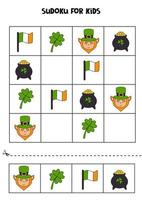 jeu de sudoku avec des symboles de dessin animé saint patrick day. vecteur