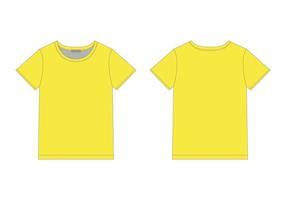 croquis technique t-shirt homme aux couleurs jaunes. modèle de conception de haut de sous-vêtements unisexes. vecteur