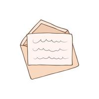icône de doodle enveloppe ouverte. illustration de dessin animé de vecteur avec lettre de croquis
