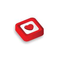 bouton icône coeur rouge sur fond blanc. concept de la Saint-Valentin. illustration vectorielle vecteur