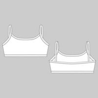 croquis technique soutien-gorge de sport fille isolé sur fond gris. vecteur