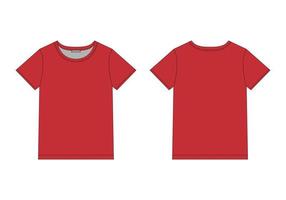 croquis technique t-shirt homme dans les couleurs rouges. modèle de conception de haut de sous-vêtements unisexes. vecteur