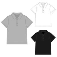 ensemble de modèle de conception de t-shirt polo. croquis technique t-shirt polo unisexe. vecteur