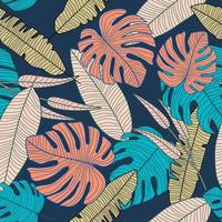 motif tropical abstrait, motif harmonieux de feuilles botaniques. vecteur