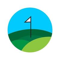colline verte avec drapeau de golf logo symbole icône vecteur conception graphique illustration idée créative