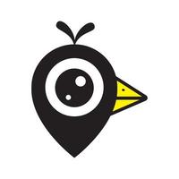 petit oiseau avec broche carte emplacement logo création vecteur graphique symbole icône signe illustration idée créative