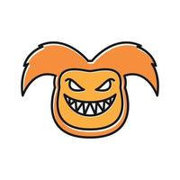 mignon monstre orange sourire dessin animé tête logo symbole icône vecteur conception graphique illustration