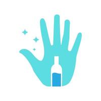 nettoyer les mains avec une bouteille de désinfectant création de logo symbole graphique vectoriel icône signe illustration idée créative