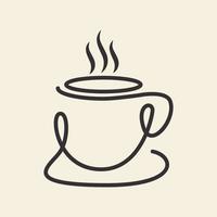 ligne continue tasse café ou chocolat logo symbole icône vecteur conception graphique illustration idée créative