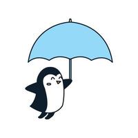 pingouin avec parapluie illustration vectorielle de logo de dessin animé mignon vecteur